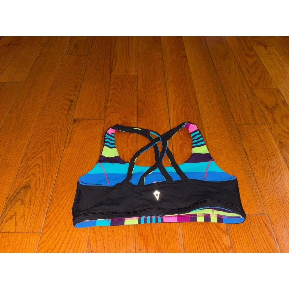 Nike Dri-FIT White Shorts and Ivivva Striped Crisscross Sports Bra Set Kids M